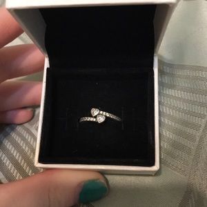Size 6 double heart pandora ring